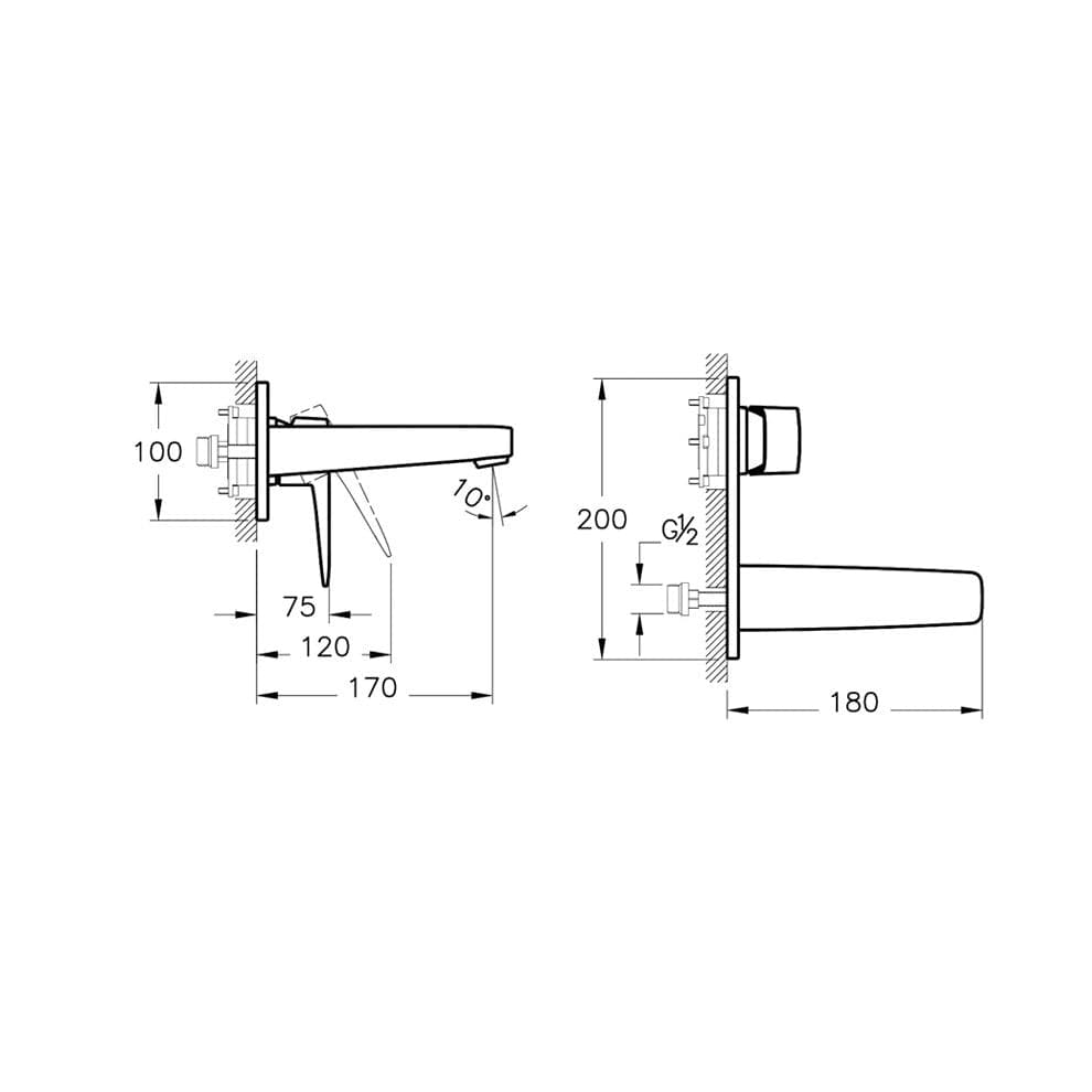 VitrA Root Square Einbauwaschbecken Armatur , Aufputz, Chrom