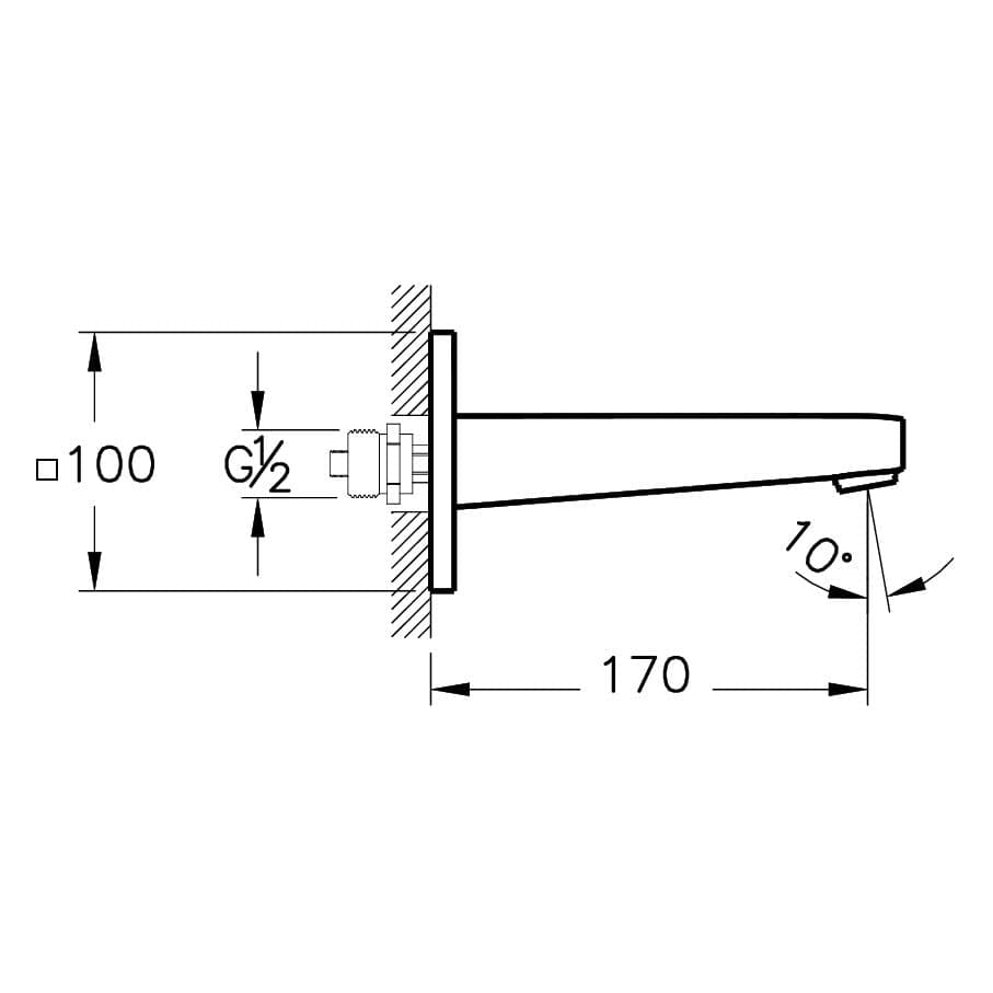 VitrA Root Square Wanneneinlauf Ausladung Auslauf 17 cm Aufputzmontage Nickel gebürstet VitrA