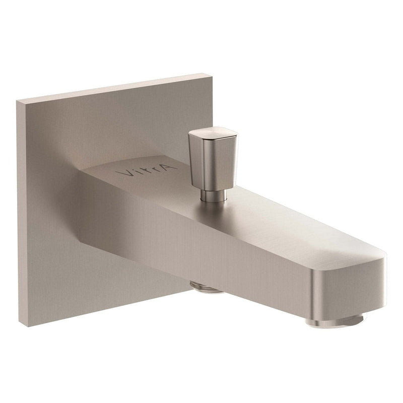 VitrA Root Square Wanneneinlauf mit Brauseabgang Ausladung Auslauf 17 cm Aufputzmontage Nickel gebürstet VitrA