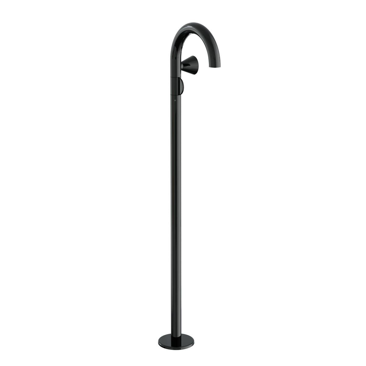 VitrA Liquid Einhebel-Waschtischmischer Bodenmontage Griff rechts H: 114,5 cm Schwarz Hochglanz