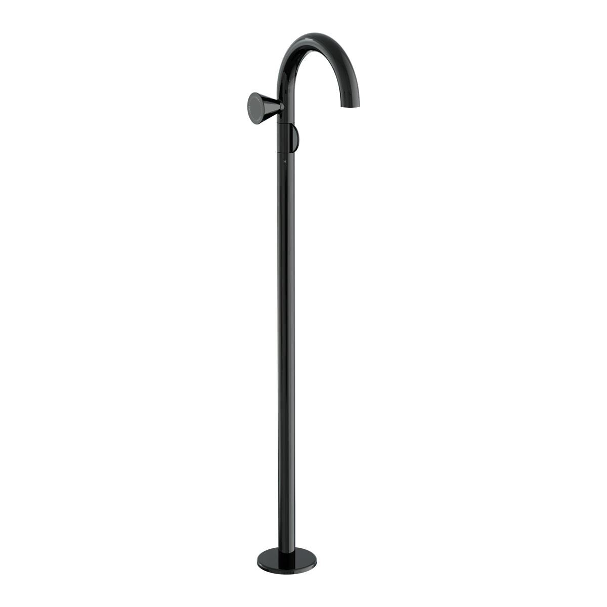 VitrA Liquid Einhebel-Waschtischmischer Bodenmontage Griff links H: 114,5 cm Schwarz Hochglanz