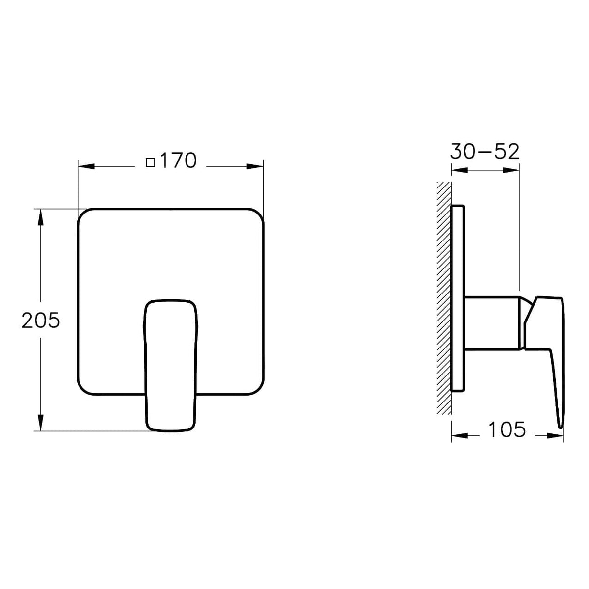 VitrA Root Square Einhebel-Brausearmatur V-Box Unterputzmontage Kupfer VitrA