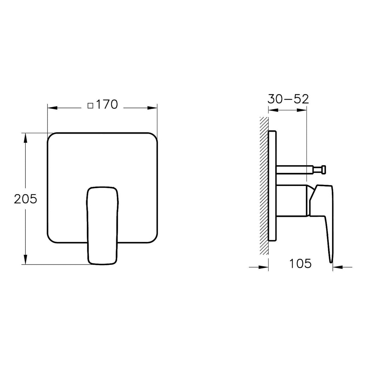 VitrA Root Square Einhebel-Wannenfüll- und Brausearmatur V-Box Unterputzmontage Kupfer VitrA