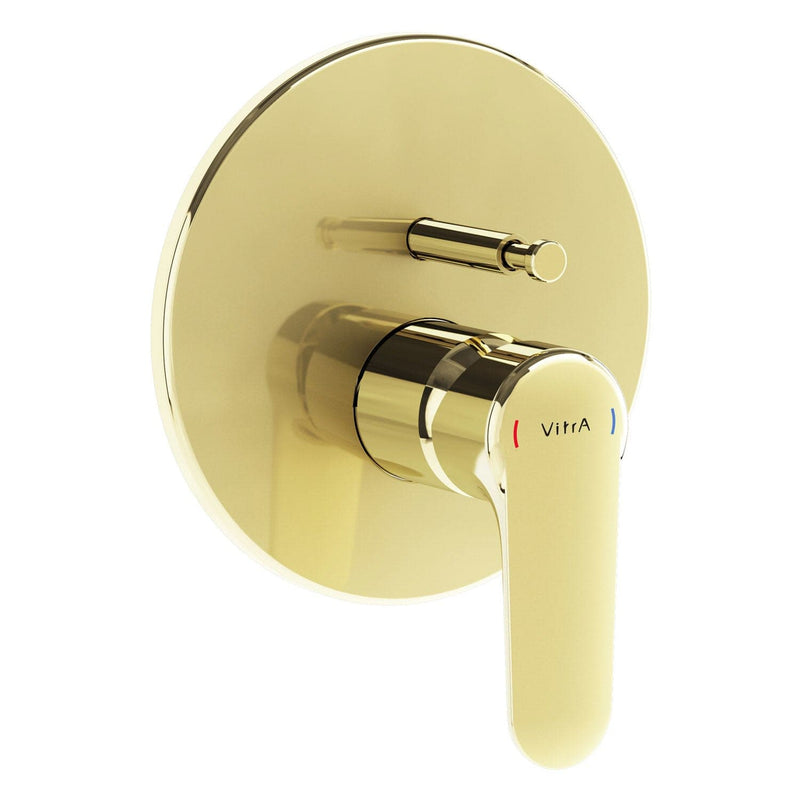 VitrA Root Round Einhebel-Wannenfüll- und Brausearmatur V-Box Unterputzmontage Gold VitrA