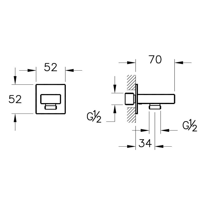 VitrA Root Square Wandanschlussbogen 1/2" Chrom VitrA