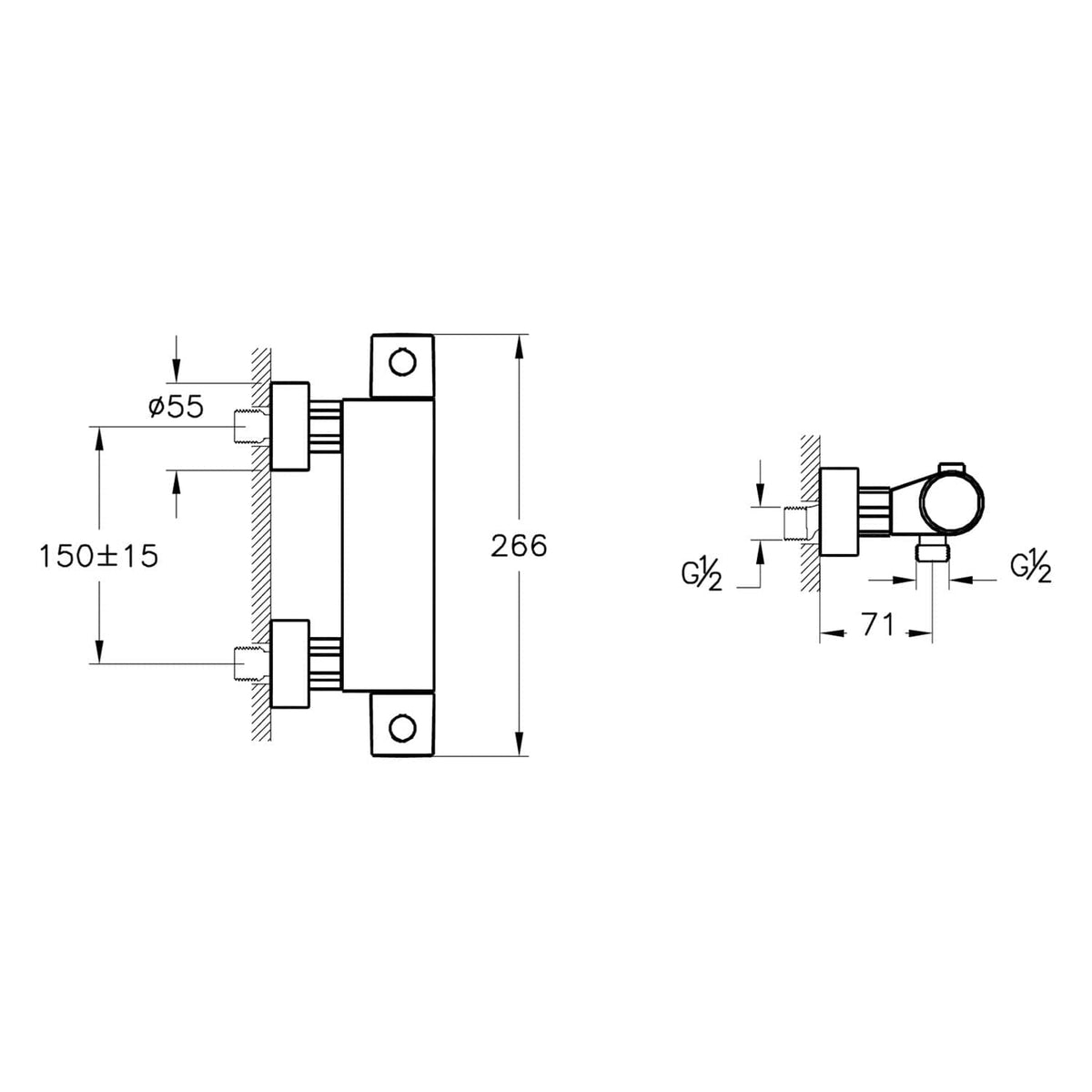 VitrA Root Round AquaHeat Thermostat-Brausearmatur Aufputzmontage Chrom VitrA