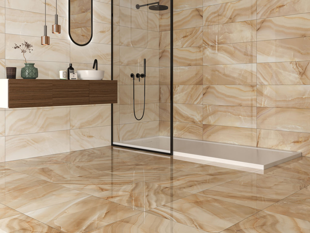 ECO Feinsteinzeug 60X120 Onice Serie  Poliert Boden-Wand-Fliese, Ambra