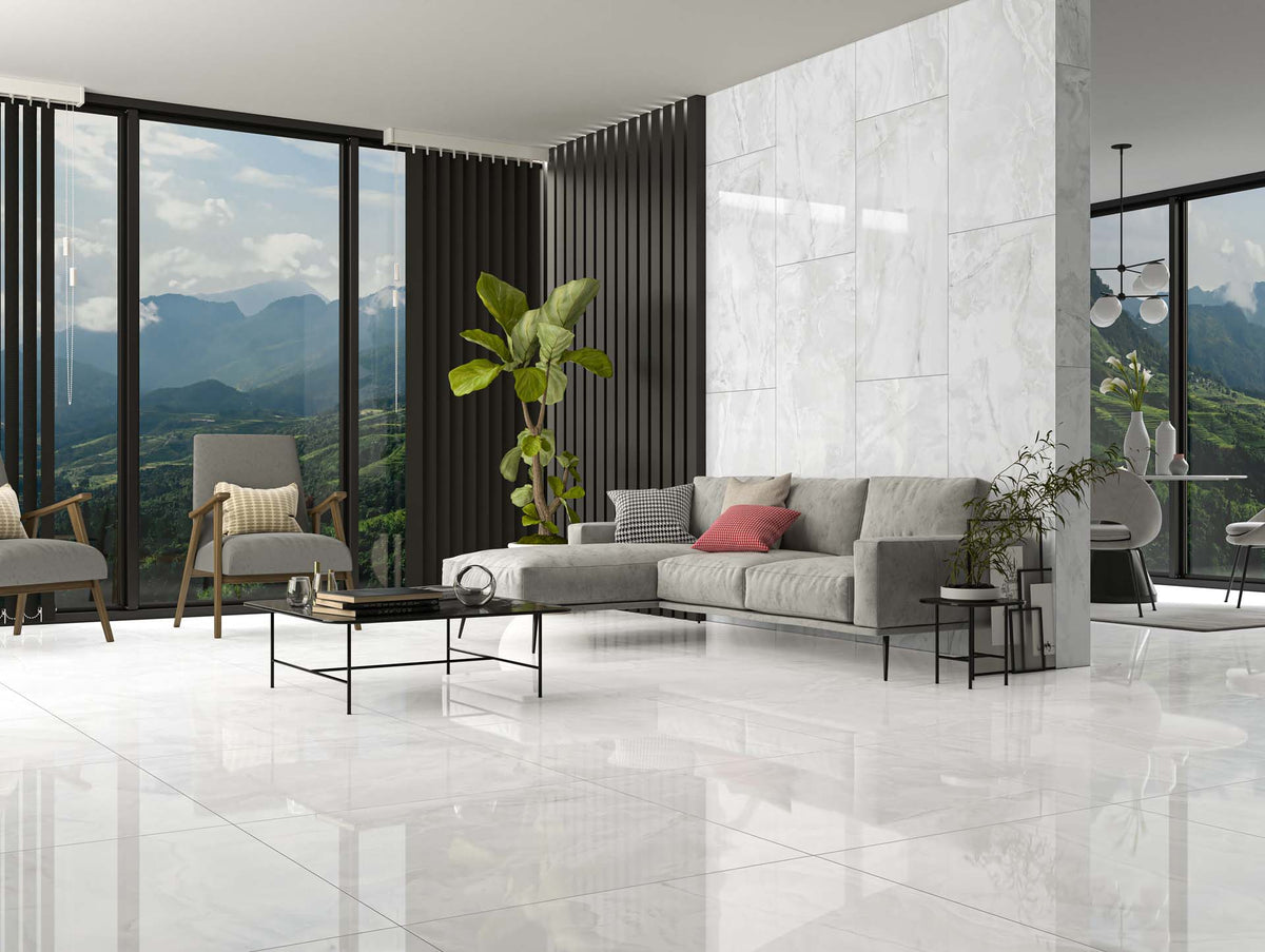 ECO Feinsteinzeug 60x120 Calacatta Eternal Serie Poliert Boden- Wandfliese, White
