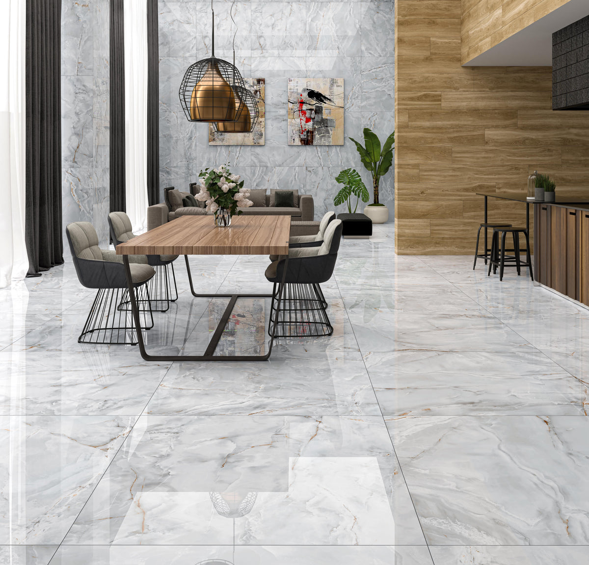 ECO Feinsteinzeug 90x90 Eternal Serie Rektifiziert, poliert Boden-Wand-Fliese, Pearl
