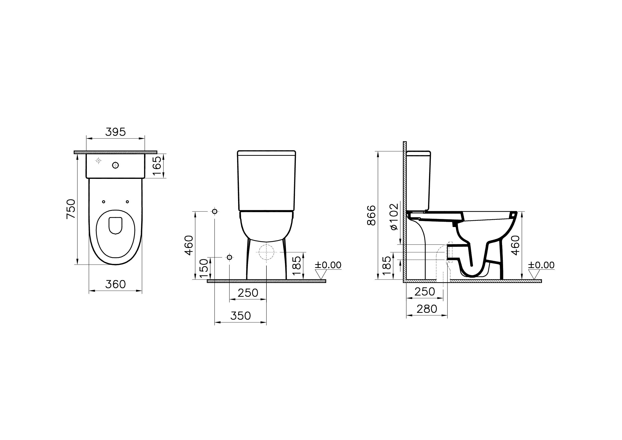 VitrA Conforma Stand-Wc Mit Bidetfunktion 75 cm