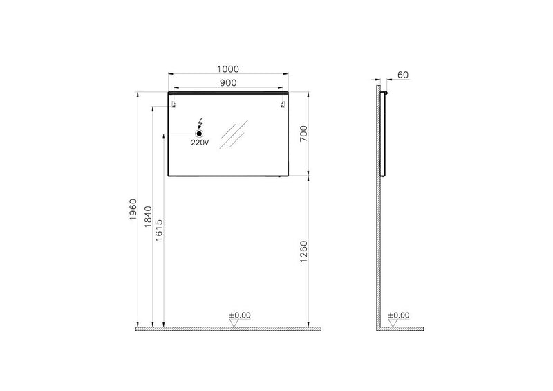 Premium - Spiegel - Led - 100 Cm VitrA