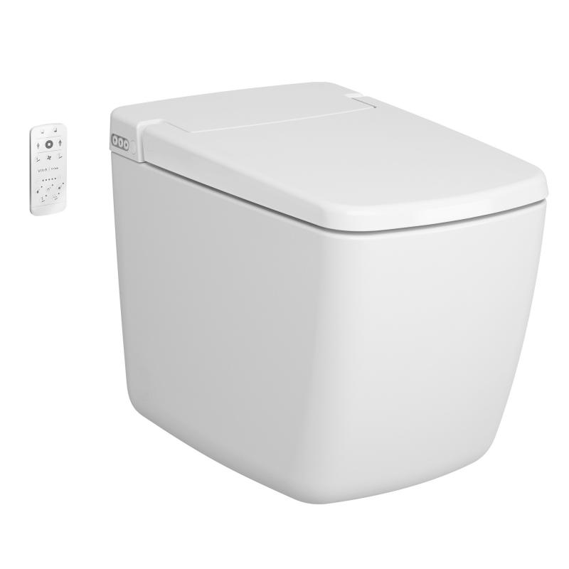 VitrA V-Care Prime Dusch-Stand-WC mit Sitzautomatik Deckel Thermoplast Weiß Hochglanz