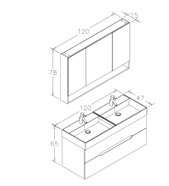 ORKA Malta Waschtischunterschrank + Spiegelschrank 120 cm - Anthrazit Matt ORKA