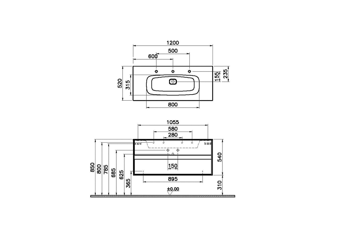 VitrA Metropole Waschbeckenunterschrank - 120 cm - Weiß VitrA