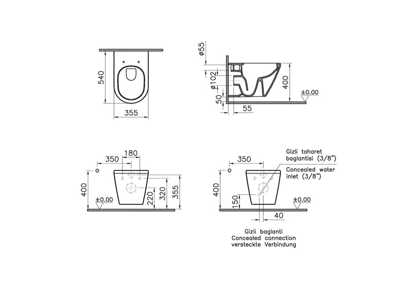 VitrA Integra Bidet Funktion Dusch-WC Weiss Spülrandlos VitraHygiene Beschichtung VitrA